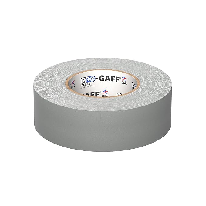 ProTapes Pro Gaff Premium Matte Cloth Gaffer's Tape With Rubber Adhesive, 11 mils Thick, 55 yds Length, 2" Width, Grey (Pack of 1)