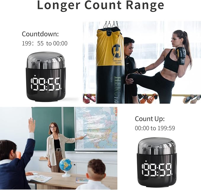 MeesMeek Digital Kitchen Timer,Countdown Countup Timer with Large LED Display Volume Adjustment,Timer for Cooking, Classroom Time for Kids and Teachers. (Silver)