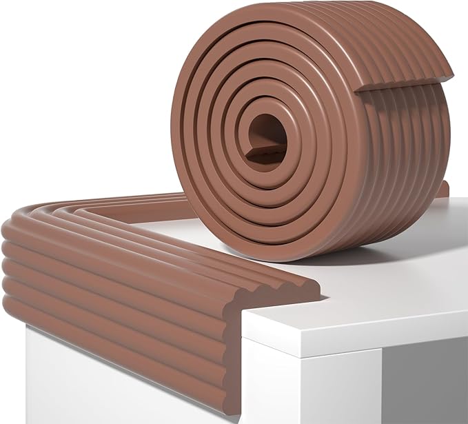 Edge Protector,Baby Proofing Baby Edge Protector Strip Safety,Soft Rubber Foam Padding,Edge Corner Guards Protector Corner Edge Bumpers for Furniture (Coffee Brown, 6.56Ft x 3.93" W x 0.4" Th)