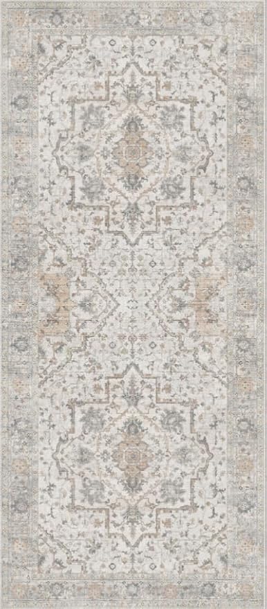 GENIMO Runner Rug 2'6"x6 Machine Washable Non Slip Vintage Hallway Runner Rug, Low Pile Lightweight Rugs for Indoor Entryway, Hallway, Kitchen and Corridor