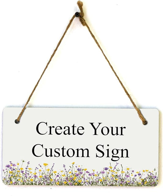 Signs ByLITA Wildflower Meadow Personalized Hanging Wall or Door Sign (5 x 10") | Custom Signage for Your Home & Business