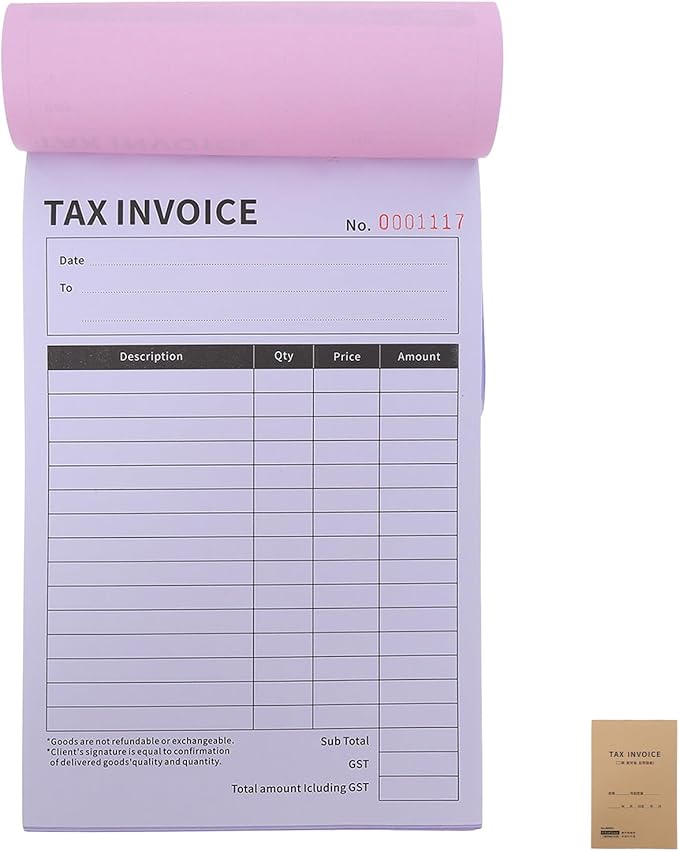 ibasenice Business Invoice Receipt Book 2-Part English Tax Invoice Retail Order Forms Record Keeping Purchase Order Tracking Receipt for Small Business 100 Pages/Book