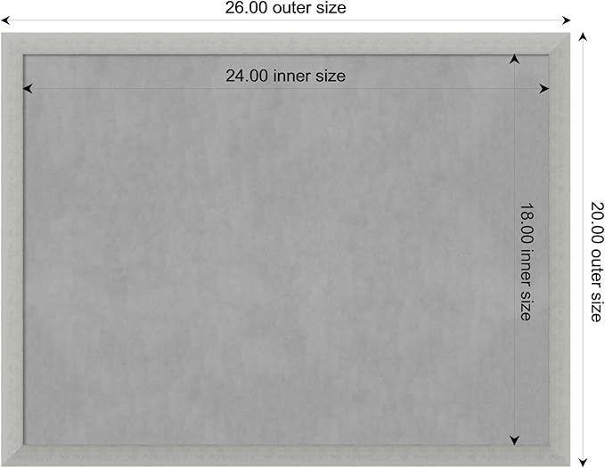 Amanti Art Silver Framed Magnetic Board 20x26 Medium Vision Board for use with Magnets, 100% Metal Sheet to Display Items as Office Decor or for Home Organization in mudroom, Kitchen or Kids Room