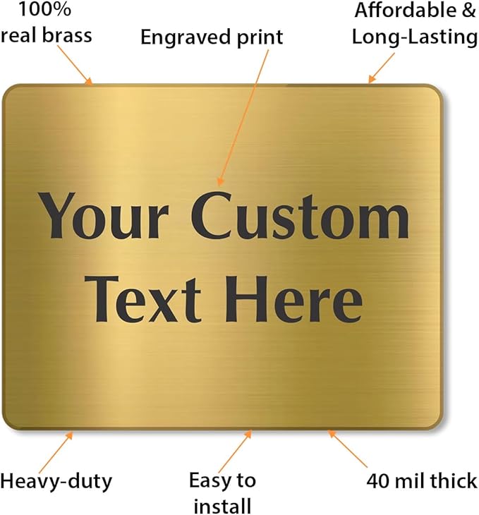 SmartSign Custom Brass Sign - 5.5" x 7", 40 mil REAL Bugle Brass Metal, Personalized Name Door Sign, Heavy-Duty Premium Engraved Door/Wall Mount Plaque for Business/Office, Gold and Black