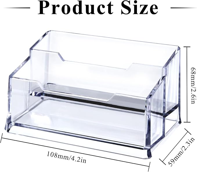 Clear Acrylic Business Card Holder,2 Tier Premium Acrylic Clear Business Card Holder Stand for Desk Fits 100 Business Cards