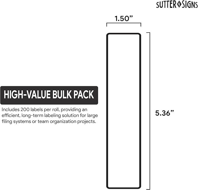 Binder Spine Labels, Perforated Self Adhesive Sticker Labels for 1.5 Inch Binders, 5 3/8" x 1 3/8", 200pcs, White with Black Border