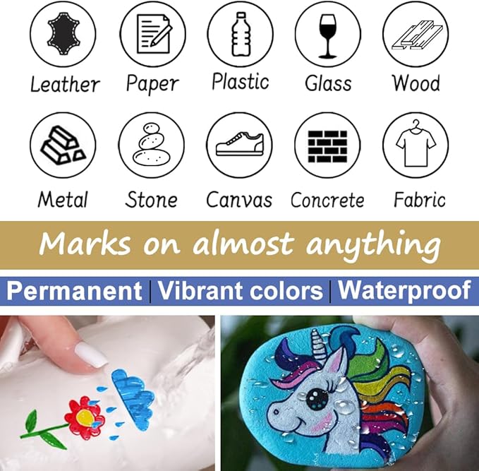 Overseas Metallic Silver Paint Marker Pens - 36 Pack Oil-Based Permanent Markers Set, Quick Dry, Waterproof, Medium Tip Paint Pens Bulk for Wood, Metal, Rock, Ceramic, Plastic, Canvas, Glass, Rubber