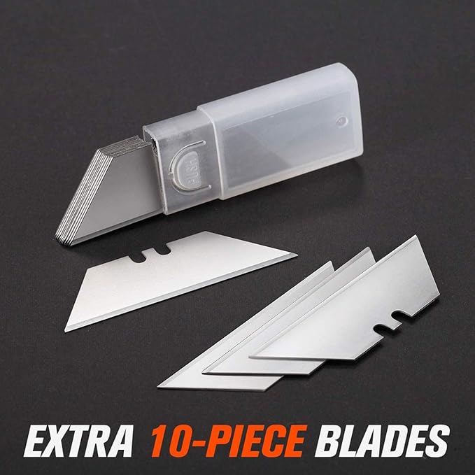 REXBETI 2 Pack Utility Knife with Extra Blades, 2 Color Retractable Blade Heavy Duty Box Cutter for Cartons，Cardboard and Boxes，Extra 10 Blades Included