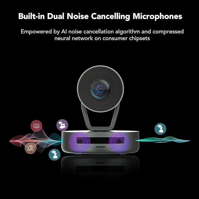 NEARITY V410 NDI PTZ Camera, 2K 10x Hybrid Zoom Video Conference Webcam, AI-Powered Noise Cancellation, 4 Preset Positions, 350° Pan&60° Tilt, 120° FOV, Remote Control for Zoom/Teams/Google Meet