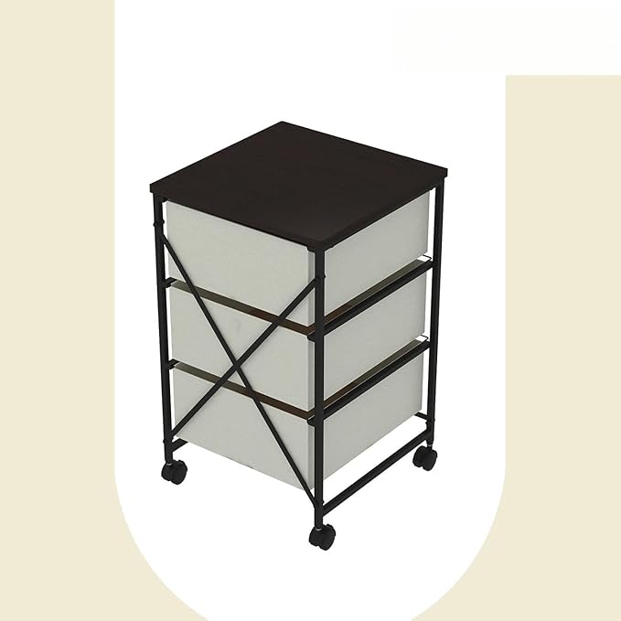 CASUNER Small Cabinet with Drawers Rolling 3 Drawer Mobile File Cabinet for Home Office Storage and Organization, Fabric Vertical Under Desk Storage for A4/Letter Files(