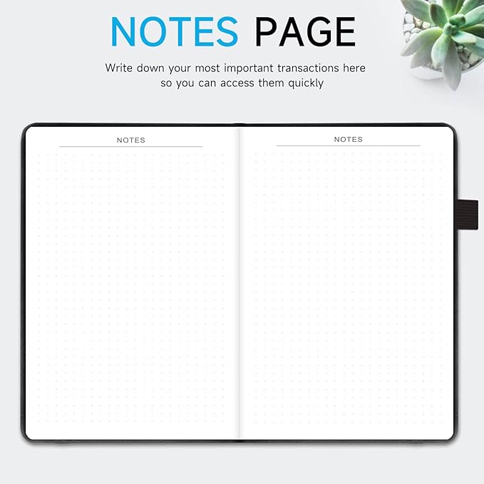 KUMEER Check Register – Elegant Check Registers for Personal Checkbook with Check & Transaction Registers, Hardcover Checkbook Log 5.2x7.6" (Black)