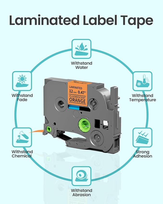 2-Pack Label Maker Tape 12mm 0.47" White Replacement for Brother P Touch Label Tape TZe-231 TZ-231, Compatible with Brother Ptouch PT-D210 PT-H110 PT-D220 PT-D400,Black on Orange