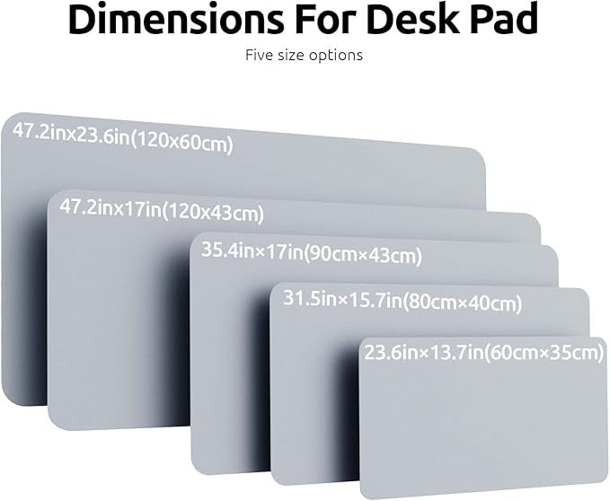 YSAGi Leather Desk Protector, Office Mat, Large Mouse Mat, Non-Slip PU Leather Blotter, Laptop Desk, Waterproof Writing Pad for Office and Home (Light Grey, 47" x 17")