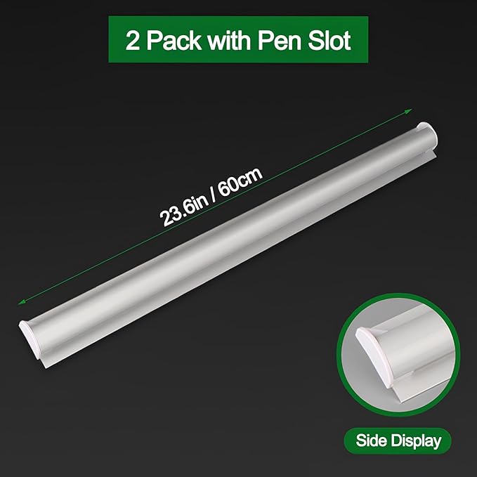 2 Pack Ticket Holders Receipt Holder for Restaurant, No Drill Restaurant Order Ticket Holders for Kitchen Office Walls Refrigerator Home Pubs Bars Cafes(23.6 Inch, Sliiver, 2p)