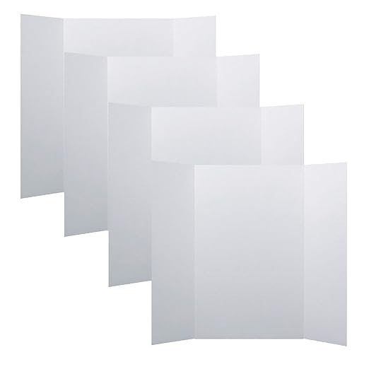 Flipside Products 36” x 48” Project Boards for Presentations, Science Fair, School Projects, Event Displays and Trifold Picture Board, Proudly Made in USA - White - 4 Pack