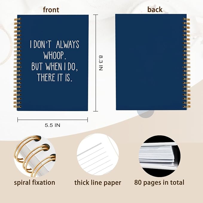 hold fizz Funny Office Notebooks for Work, Sarcastic Gifts, I Don't Always Whoop Sign, Office Desk Accessories, Funny Journal, Office Supplies for Desk, Navy Blue Spiral Notebook 5.5 x 8.3