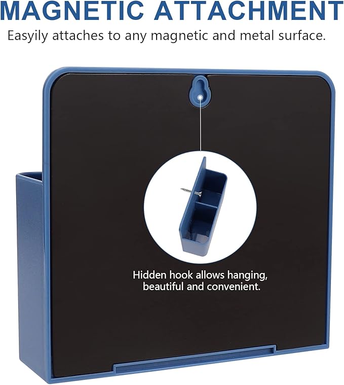 Blue Magnetic Dry Erase Marker Holder, Blue Locker Organizer, Pencil Storage Cup with Strong Magnet, Marker/Pen Basket for Whiteboard, Refrigerator, Locker Accessories, School and Office Supplies
