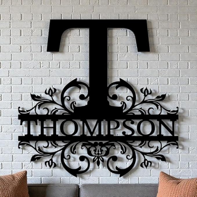 Custom Metal Signs | Personalized Monogram Name Sign | Outdoor Wall Art for Family Name | Custom Name Metal Sign, Last Name, Anniversary, Wedding Gifts for Women, Wife, Parents, couple (Design 9)