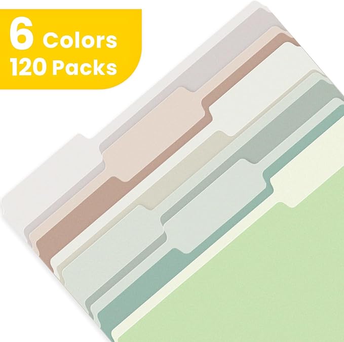 SUNEE File Folders, 120 Pack Manilla Folders 8.5 x 11, Colored File Folders Home Office School Supplies for Documents Files Paper, 6 Morandi Colors