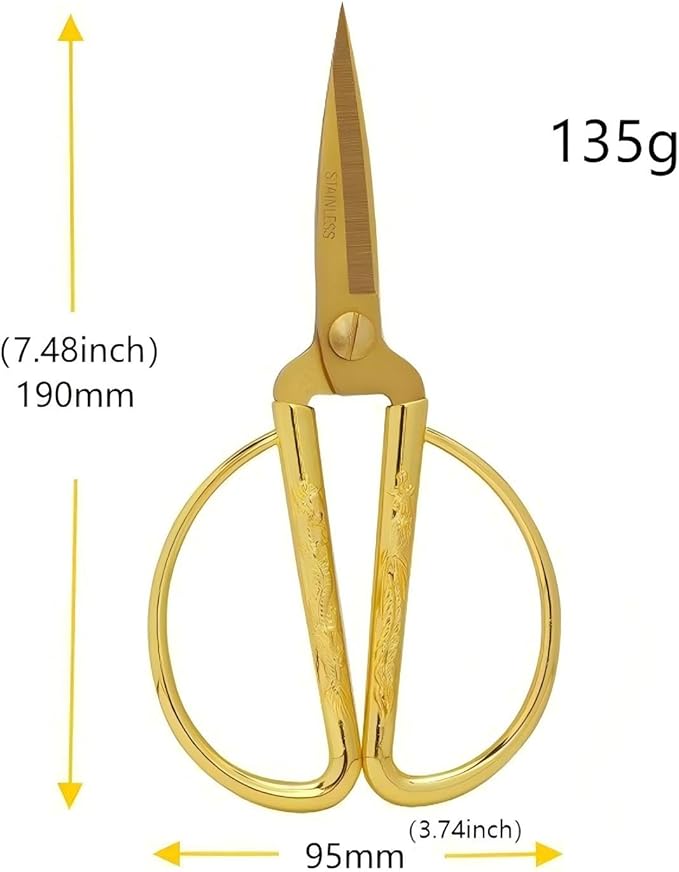Ribbon Cutting Ceremony Kit,With Gold scissors,Scissors Blade Sheath and a pair of white gloves,Suitable for Ribbon-cutting ceremony,Office,Home,and Crafts, Right/Left Handed (Embossed handle)