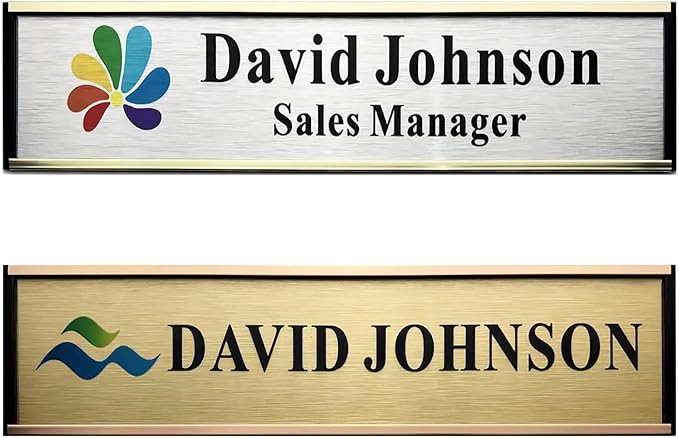 SINKAA Personalized Name Plate for Door or Wall, 2 x 8 inch Custom Office Aluminum Door or Wall Name Plates with Logo Image or Texts, Office Appreciation Gifts for Coworkers Boss Teacher, Employee
