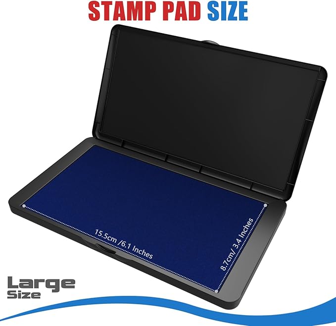 Large Stamp Pad, 6.1 x 3.4 Inch Blue Ink Pad Premium Quality Felt Pad Rubber Stamp Ink Pad for Office, Home