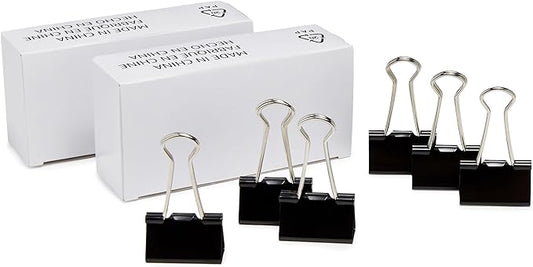 Amazon Basics Binder Paper Clips, Medium Clip (Small Box), 24 Count, 2 Pack of 12, Black