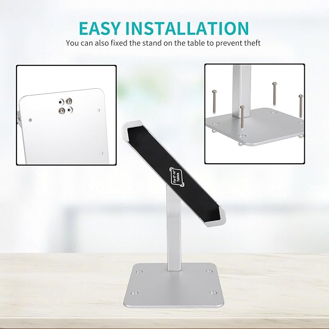 YOOZ Anti Theft Tablet Holder, Secure Desktop iPad Mount Lock, All Metal Material - Kiosk Retail Counter Lockable Stand for Tablet 9-14", iPad Pro 13 12.9 11, Air, Galaxy Tabs, Surface Pro etc