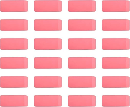 Amazon Basics Rectangular Eraser, 24 Count, Pink