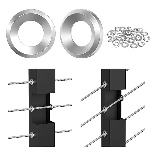 BLIKA 20Pack Cable Railing Adhesive Sleeves for 1/8" 5/32" 3/16" Wire Rope Cable, T316 Stainless Steel, 2.8mm Thickness Cable Railing Protector Adhesive Sleeves for Deck Stair Cable Railing Post Kits