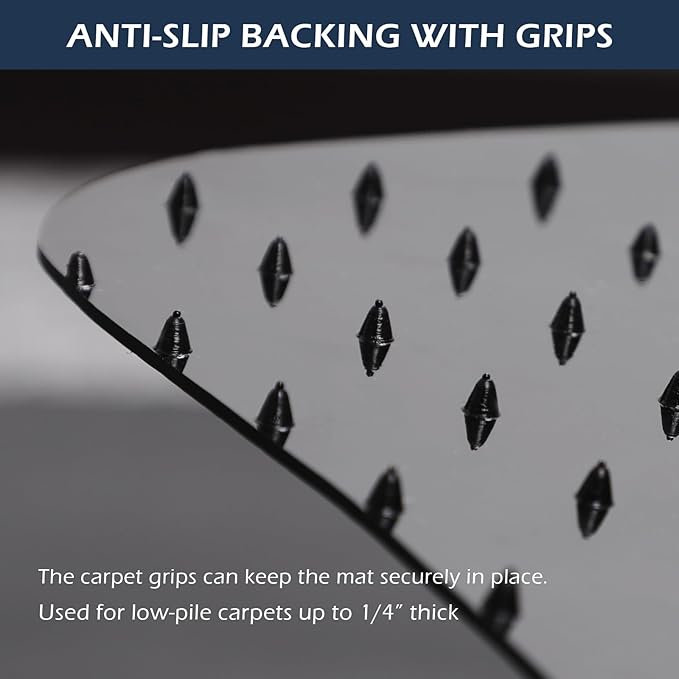 SALLOUS Chair Mat for Carpet, 30" x 48" Office Chair Mat for Carpeted Floors, Heavy Duty Vinyl Floor Mat with Grips, Non-Slip Carpeted Floor Protector Computer Desk Mat for Home Office (Black)