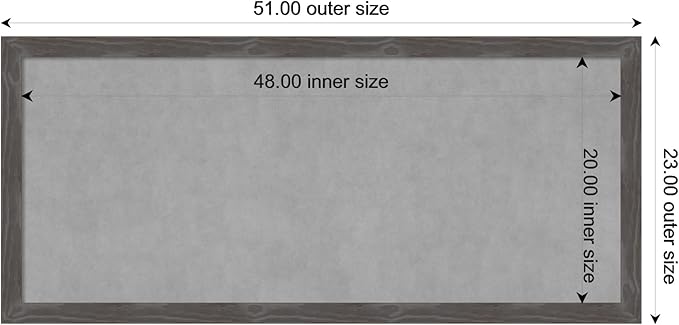 Amanti Art Grey Framed Magnetic Board 23x51 Oversize Vision Board for use with Magnets, 100% Metal Sheet to Display Items as Office Decor or for Home Organization in mudroom, Kitchen or Kids Room