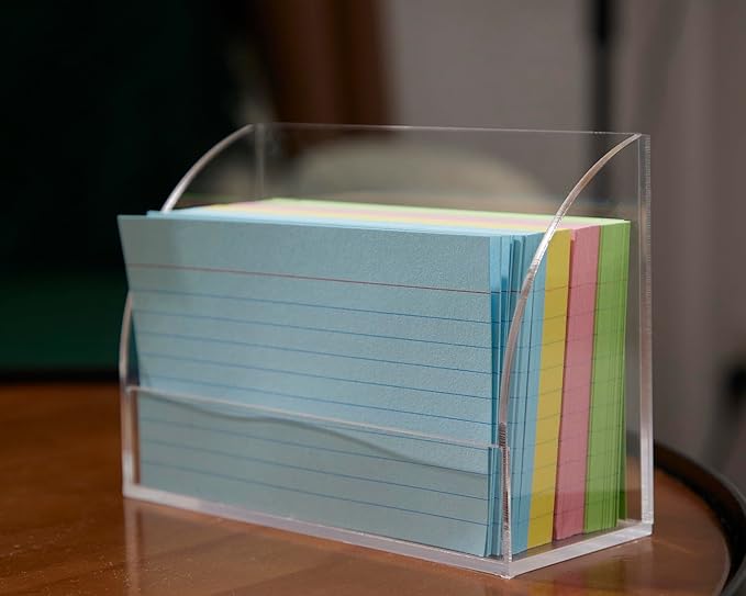 SEVENY 1 PACK 3x5 Acrylic Index Card Holder Business Card Display Stand for Desk File Note Clear Postcard Stand Index Card Rack Acrylic Business Card Stand for Office Business Classroom (No Card)