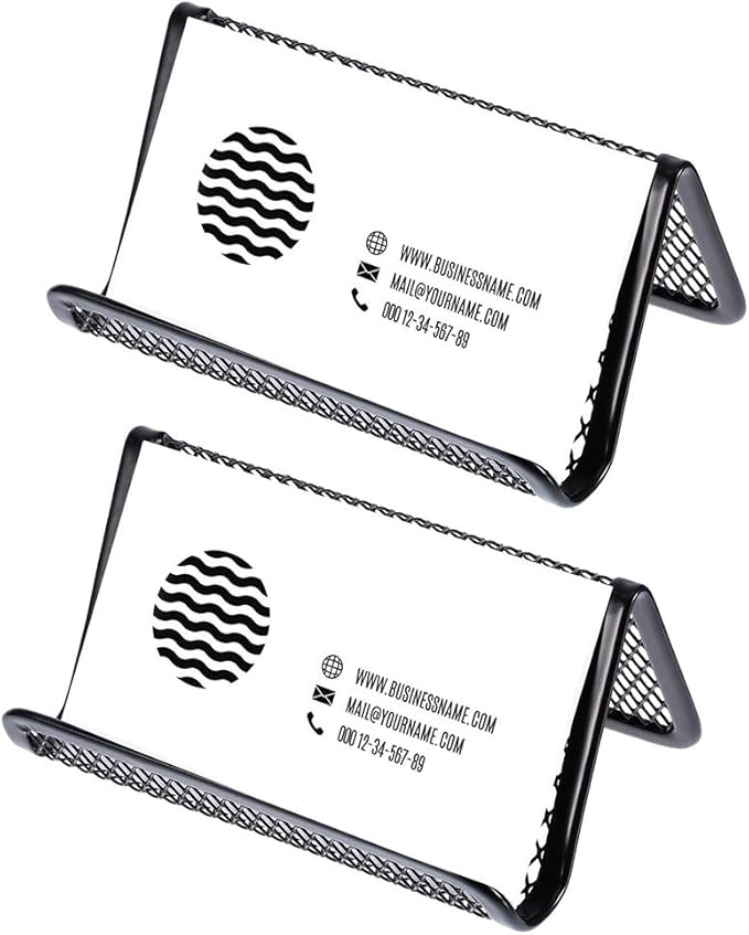 Chiyuehe Black Metal Mesh Business Card Holder Desk Business Card Organizer for Desk Office Name Card(Black, 6 Pack)