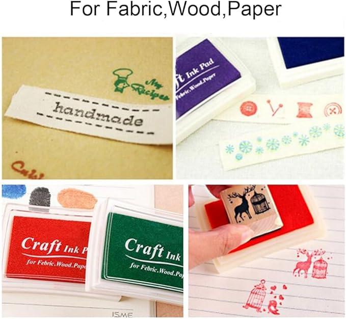 JZTang 6 Pcs Craft Ink Pad, Washable Ink Pads Multicolor Ink Pads for Rubber Stamps, Paper, Scrapbooking, Wood Fabric, 6 Unique Pure Colors