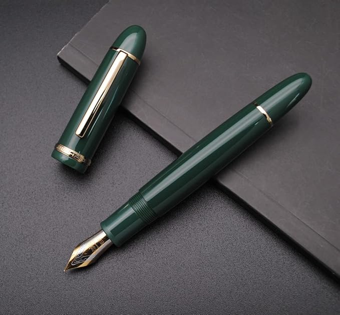 JINHAO X159 Fountain Pen (EF Nib 0.38mm, Dark Green with Gold Clip)
