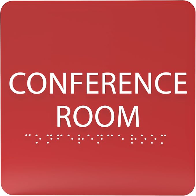 ADA CENTRAL SIGNS - 6" X6" Conference Room Sign- ADA Compliant Tactile Graphics Grade 2 Braille Text Acrylic Wall Signs - Authorized Personnel Only, Meeting Privacy Door Sign for Schools, and Offices