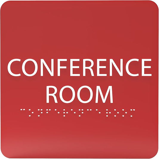 ADA CENTRAL SIGNS - 6" X6" Conference Room Sign- ADA Compliant Tactile Graphics Grade 2 Braille Text Acrylic Wall Signs - Authorized Personnel Only, Meeting Privacy Door Sign for Schools, and Offices