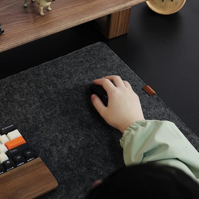 Bright Stone Felt Desk Mat,Non-Slip Mouse Pad, 35.4"x15.7" Office Supplies Desk Protector, Desk Accessories for Home and Office (Black)