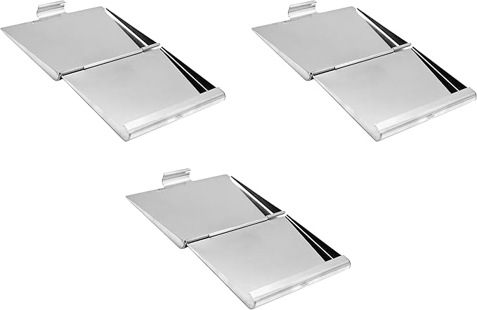 Stephanie Imports Set of 3 Slim & Minimalist Metal Business Card Holder Unisex Case (Silver Diamond Lattice)