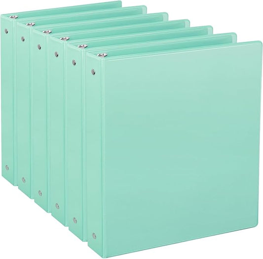 CIXILDTS 1-Inch Binder, Standard 3 Ring Binder Fit Letter Size Paper, Presentation View Binders, Light Blue, 6-Pack