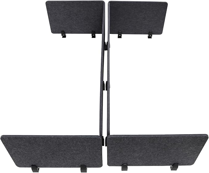 ReFocus Raw Clamp-On Acoustic Desk Divider Mounted Privacy Panel Set – Reduce Noise & Visual Distractions for Office, Study (Anthracite Gray, 2× Long (59"×16") + 4× Short (23.6"×16"))