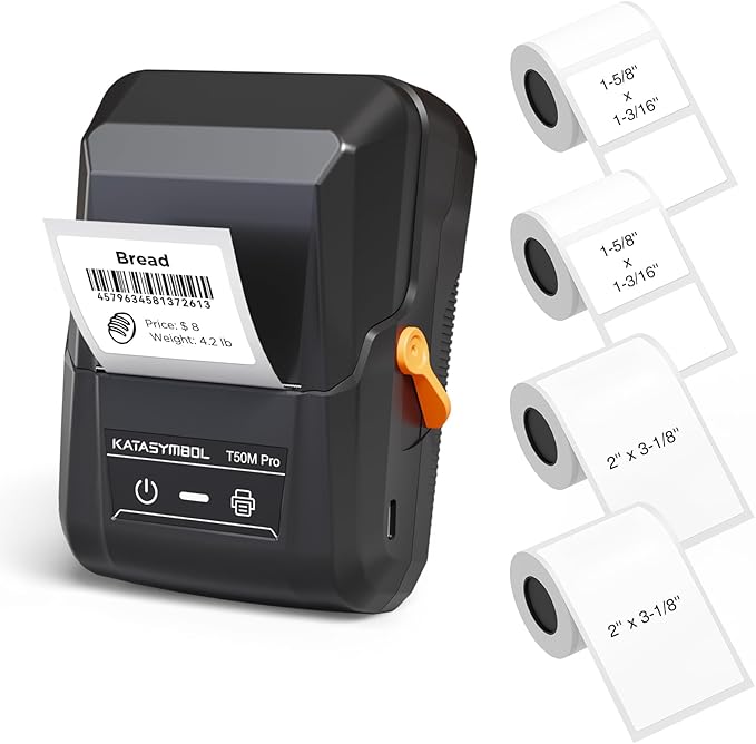 SUPVAN T50M Pro Bluetooth Label Maker Machine with 4 Tapes, Wide Waterproof Label, Versatile App with 40 Fonts and 650+ Icons, Inkless Labeler for Home, Kitchen, School, Office Organization, Black