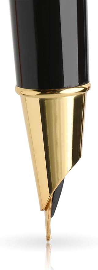 Dryden Designs Fountain Pen - Medium and Fine Nibs | Includes 24 Ink Cartridges and Ink Refill Converter | Calligraphy Pen, Consistent Writing, Smooth Look - Intense Black.