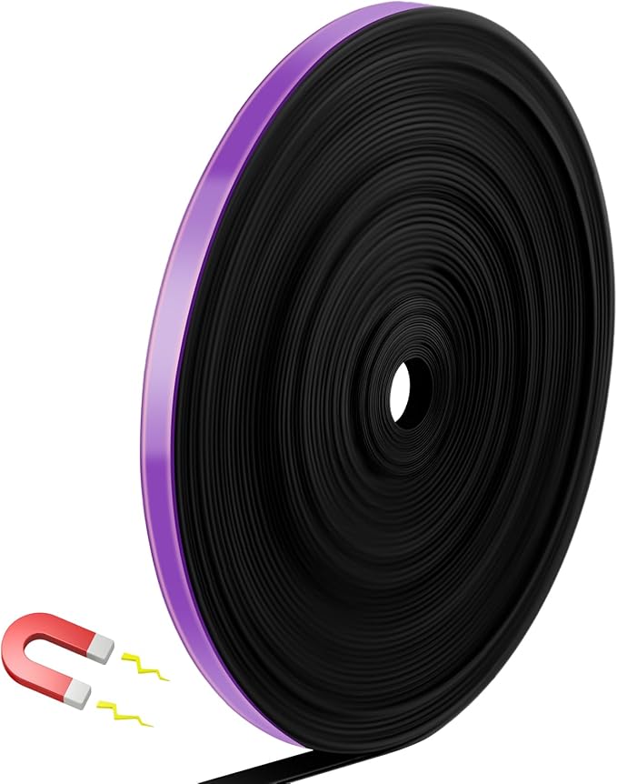 AmazingSpark Magnetic Tape Roll Thin Strips, 0.39 Inch x 66 Feet Magnetic Board Dividers Whiteboard Graphic Decorative Tape Marking Line for Classroom Office Art Accessories(Purple)