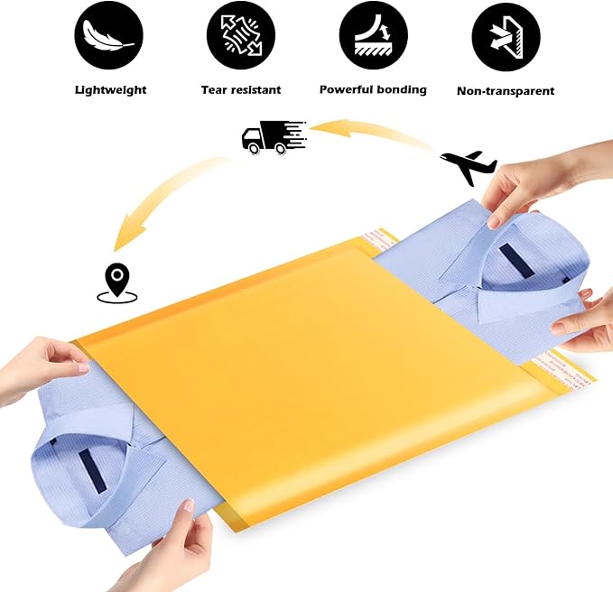 Ctarsthome 52Pack Yellow 8.5x12in Kraft Bubble Mailers Small Business Mailing Packages Self-Sealing Paper Envelopes, Mailer Shipping Padded Envelopes with Strong Adhesion for Jewelry Makeup Supplies