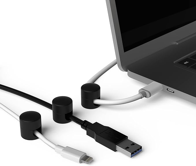 ICONIT Cable Anchors for Desk Organization Black | Premium Aluminum Cord Organizers | Charger + Cable Management Clips for Home & Office | Stylish, Sturdy, & Functional | (3 Pack)