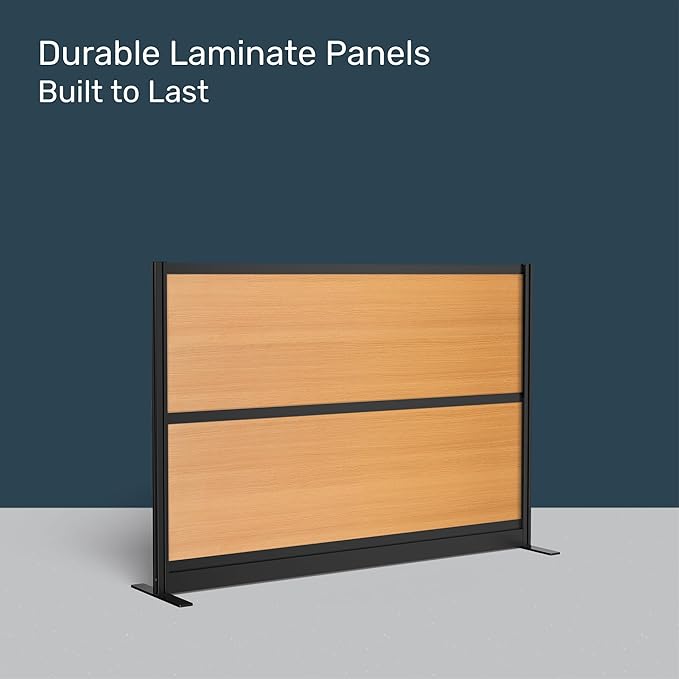 Stand Up Desk Store Beechwood Aesthetic Modular Walls | 70" W x 48" H Modular Room Dividers with Natural-Looking Woodgrain Finish for Offices, Classrooms, and More