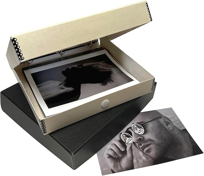 Lineco Archival Oversized 3-Ring Album Box with Clamshell Style Lid, Holds Up 55 Pages, 13.25 x 11.75 x 2.5 inch, Black