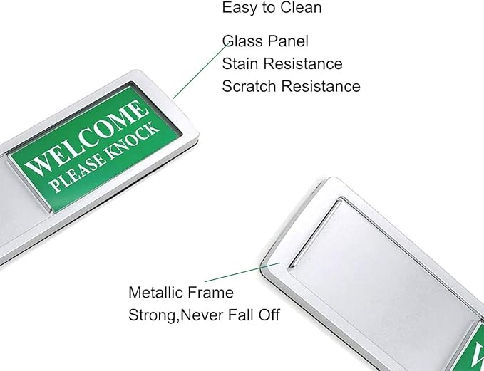 Magnetic Do Not Disturb Sign - Privacy Slider Door Hanger with Non-Scratch Surface, Reversible Indicator for Home Office, Restroom, Hotel, Hospital, Conference Room， 7"x2" Silver.